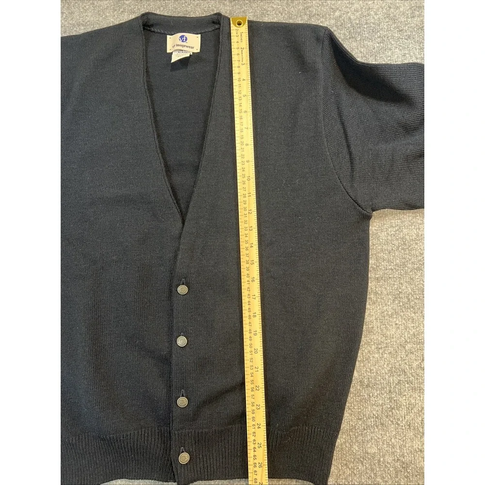 Vintage VF Imagewear Black V-Neck Cardigan Sweater - Made in USA - Men's Size L